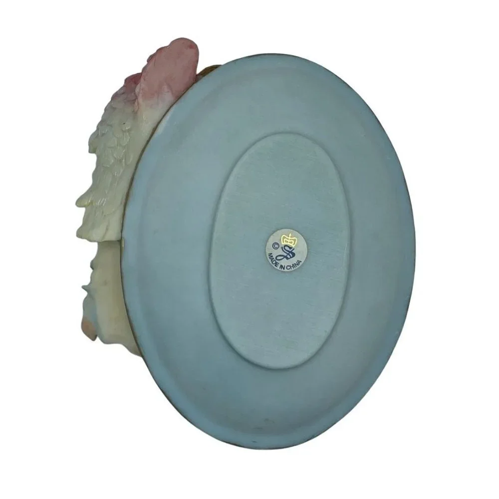3D Guardian Angel Decorative Glass Plate Blue, Pink and Green Multi-Color